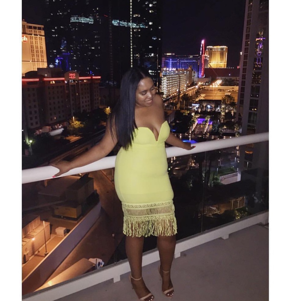 Neon Fringe Bodycon Midi Dress